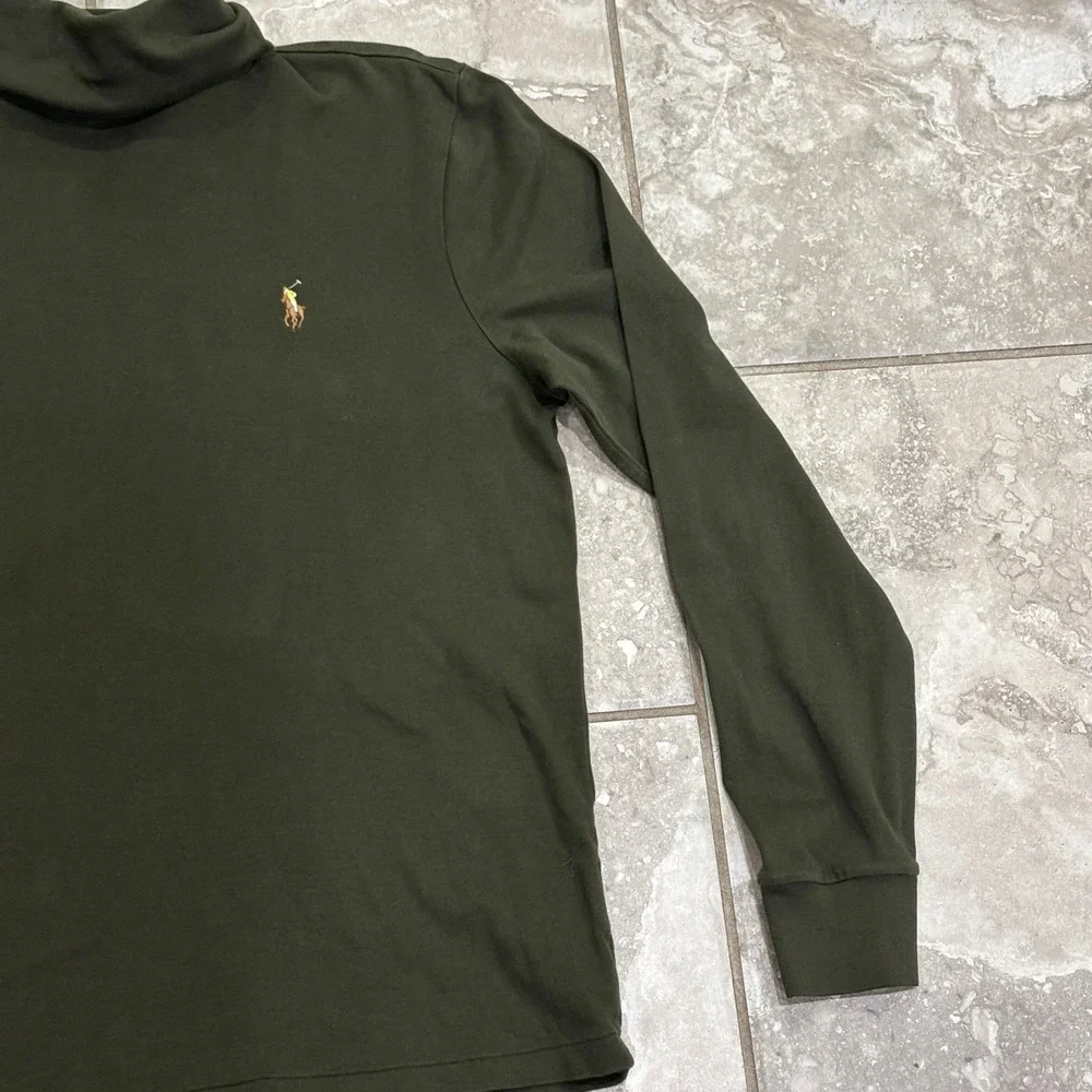 Polo Ralph Lauren Mens Olive Green Cotton Turtleneck Long Sleeve Shirt Size M